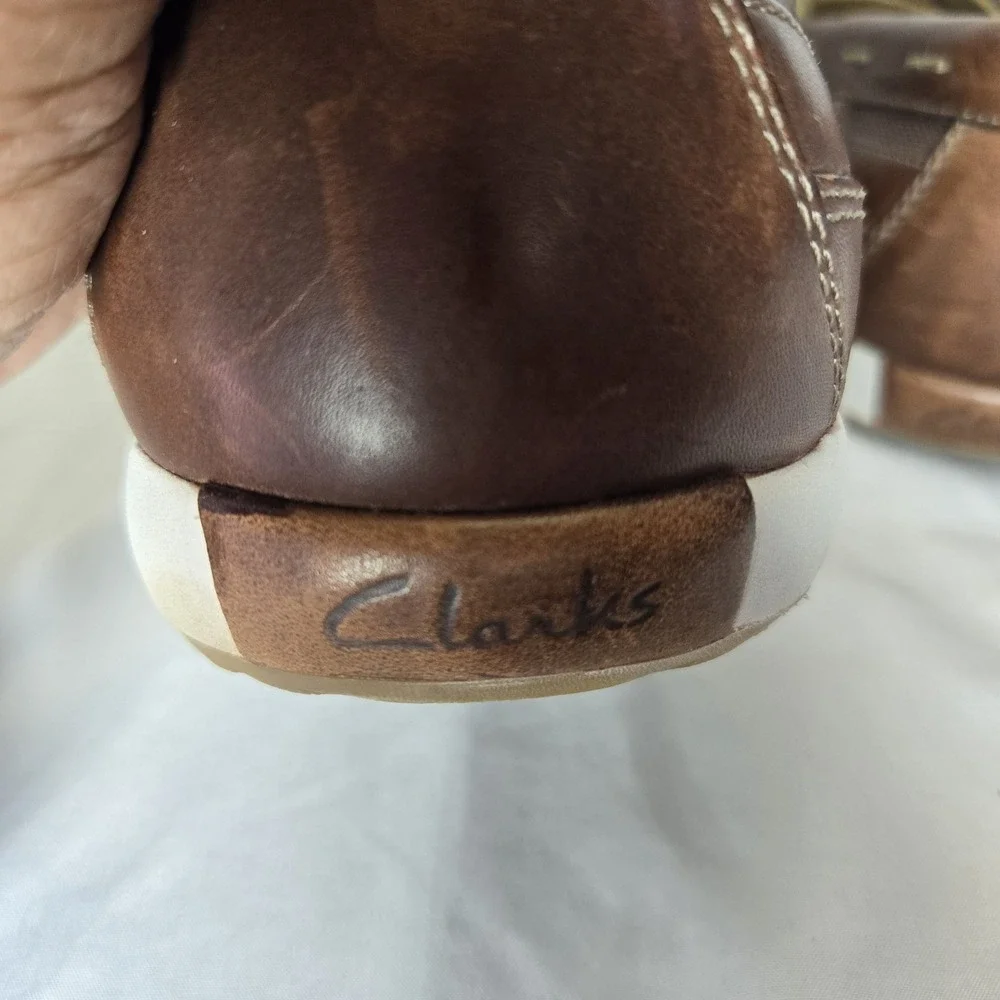Clarks‎ Leather Docksider Shoes Brown Mens 11M Boat Preppy Nautical Top Sider